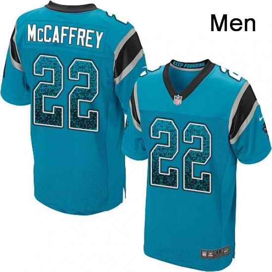 Mens Nike Carolina Panthers 22 Christian McCaffrey Elite Blue Alternate Drift Fashion NFL Jersey